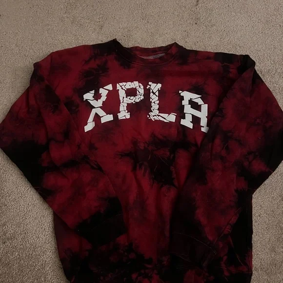 XPLA Red and Black Tie-Dye Women's Sweater - Picture 2 of 4